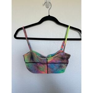 Amanda Uprichard Neon Tie Dye Bandeu Bikini Top - S